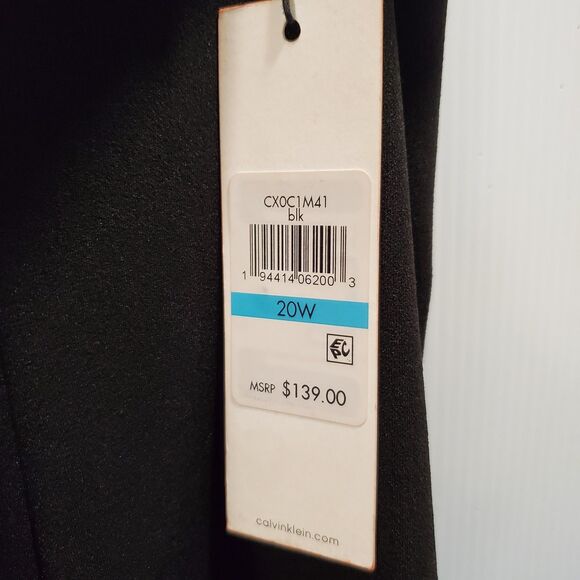 Calvin Klein Black Crepe Ruffle V-Neck Fit & Flare Dress Plus Size 20W NWT new - Picture 8 of 10